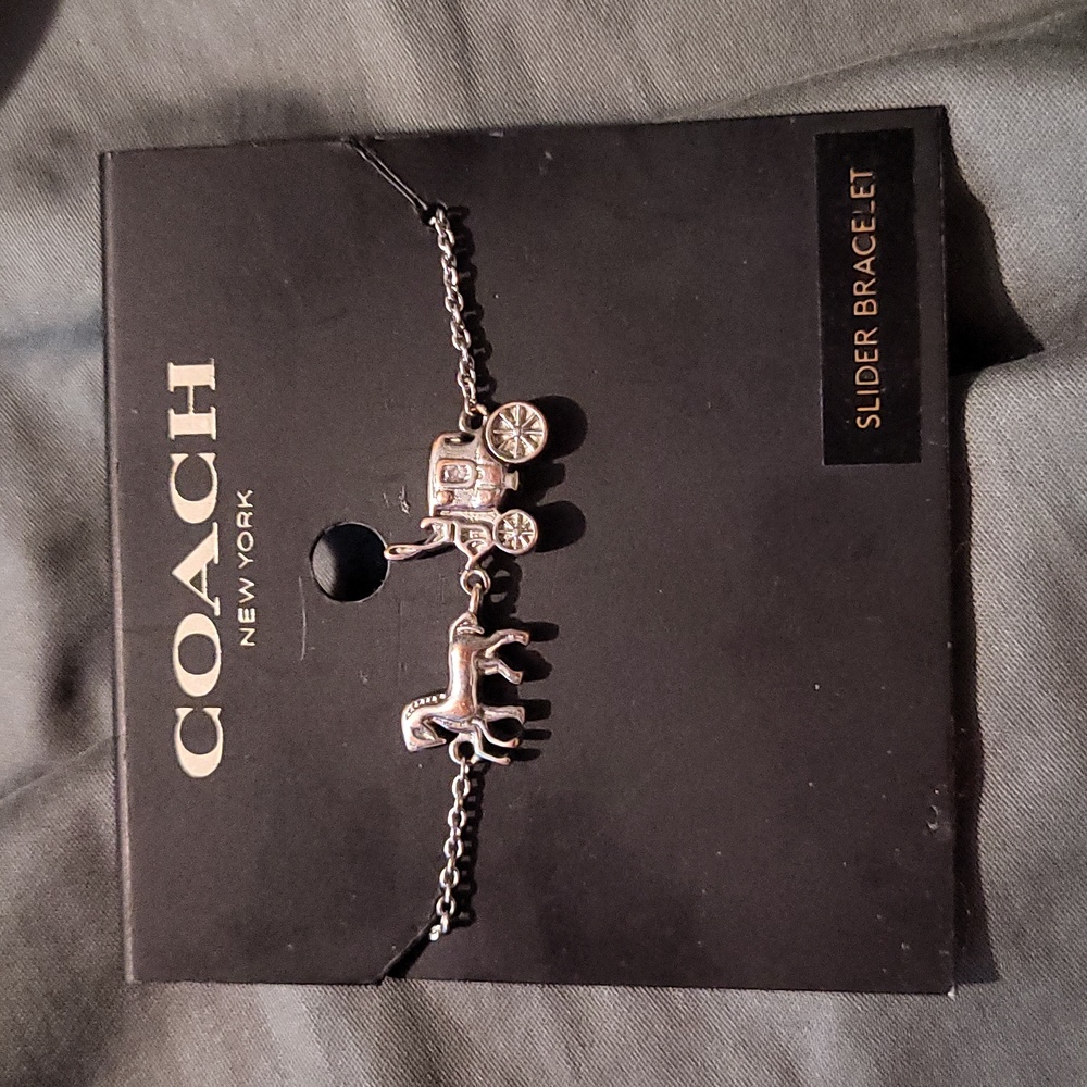 Coach Silver Horse and Carriage Slider Bracelet